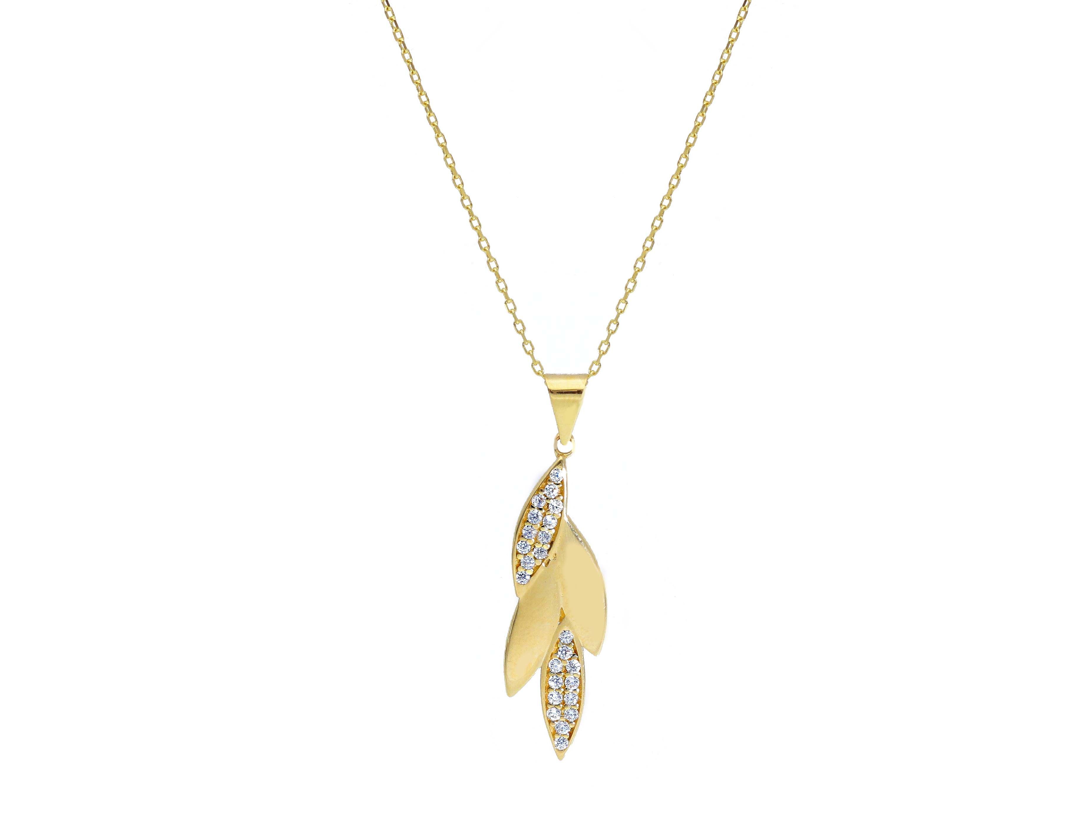 Golden necklace k9 with white zircon (code S258440)